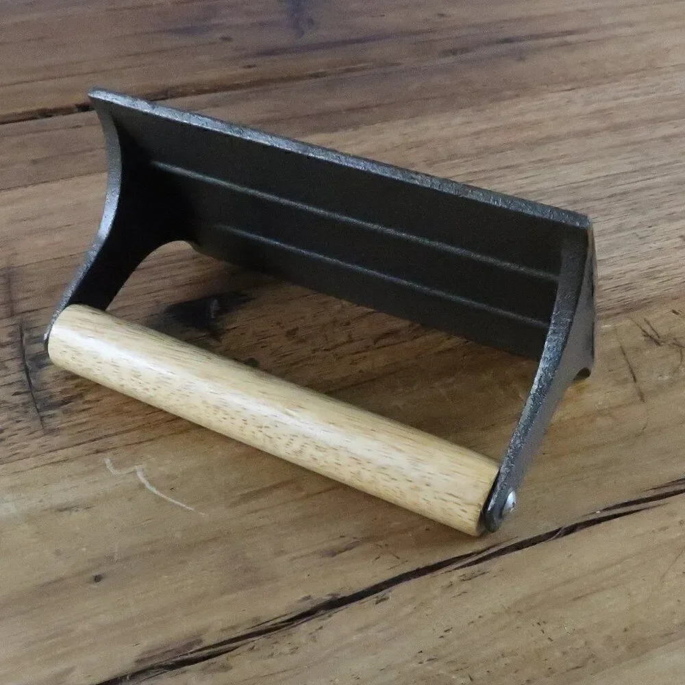 CAST IRON BACON PRESS WITH WOODEN HANDLE